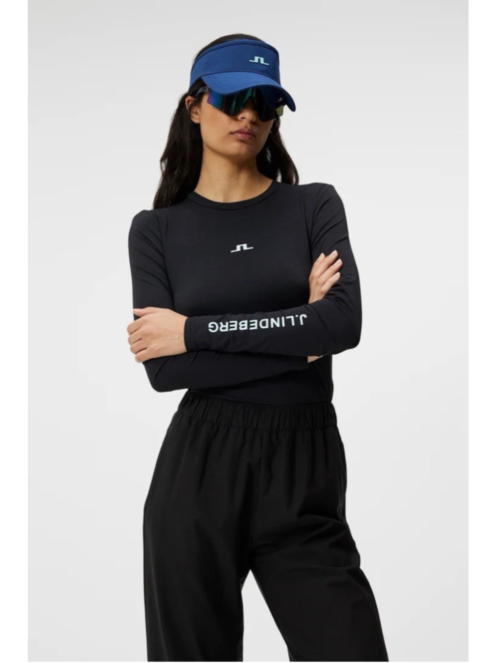 J.Lindeberg NWT Tekla Crew Neck Top Golf Baselayer Black S Long Sleeve UPF 50